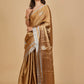 ANTIQUE GOLD CHANDERI SOFT TISSUE SAREE WITH ZARDOZI WORK MOTIFS