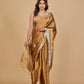 ANTIQUE GOLD CHANDERI SOFT TISSUE SAREE WITH ZARDOZI WORK MOTIFS