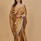 ANTIQUE GOLD CHANDERI SOFT TISSUE SAREE WITH ZARDOZI WORK MOTIFS