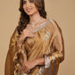 ANTIQUE GOLD CHANDERI SOFT TISSUE SAREE WITH ZARDOZI WORK MOTIFS