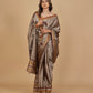PURE CHANDERI TISSUE SAREE WITH OXIDISED SILVER AND COPPER ZARI WEAVE AND HAND-EMBROIDERED BIRD MOTIFS