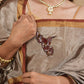 PURE CHANDERI TISSUE SAREE WITH OXIDISED SILVER AND COPPER ZARI WEAVE AND HAND-EMBROIDERED BIRD MOTIFS