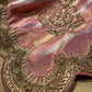 PINK COLOUR TISSUE HAND EMBROIDERED SAREE EMBELLISHED WITH ZARDOZI WORK