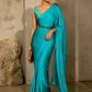 FIROZI COLOUR ORGANZA SATIN SAREE WITH UNSTITCHED TISSUE BLOUSE