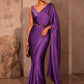 PURPLE COLOUR ORGANZA SATIN SAREE WITH UNSTITCHED TISSUE BLOUSE