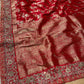 RED COLOUR HAND EMBROIDERED BANARASI SAREE EMBELLISHED WITH ZARDOZI WORK