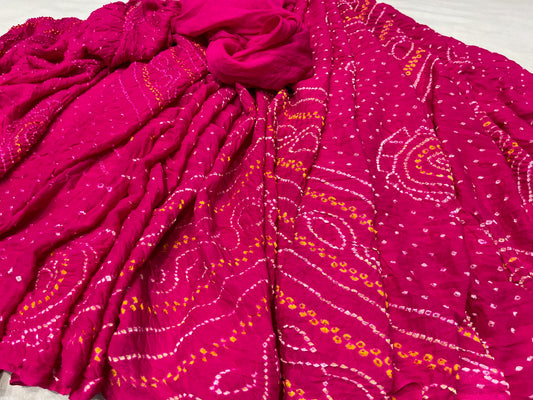 PINK COLOUR PURE OJARIYA BANDHANI SAREE