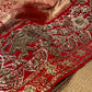 RED COLOUR HAND EMBROIDERED BANARASI SAREE EMBELLISHED WITH ZARDOZI WORK