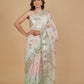 OMBRÉ DYED PURE ORGANZA SILK SAREE WITH BADLA EMBROIDERY AND FRINGE