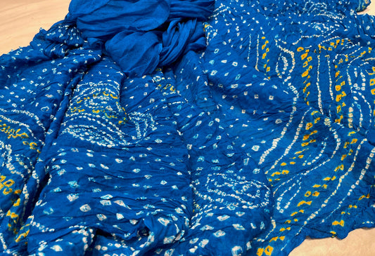 BLUE COLOUR PURE OJARIYA BANDHANI SAREE