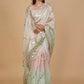 OMBRÉ DYED PURE ORGANZA SILK SAREE WITH BADLA EMBROIDERY AND FRINGE