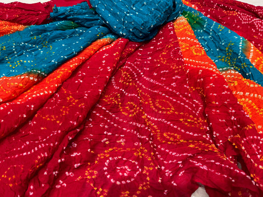 MULTI COLOUR PURE OJARIYA BANDHANI SAREE