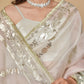 OMBRÉ DYED PURE ORGANZA SILK SAREE WITH BADLA EMBROIDERY AND FRINGE
