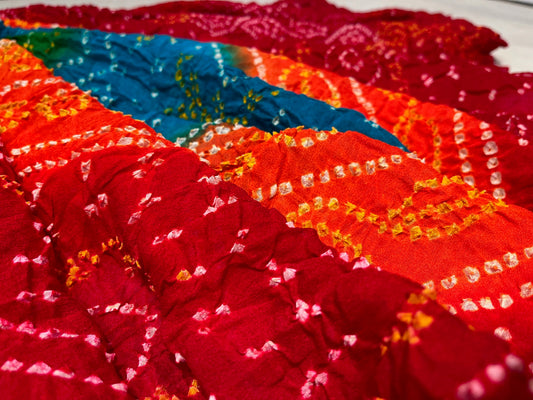 MULTI COLOUR PURE OJARIYA BANDHANI SAREE