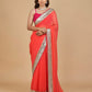 CORAL COLOUR PURE PLATINUM CHIFFON SAREE WITH DELICATE AND RICH SEQUINS BORDER