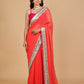 CORAL COLOUR PURE PLATINUM CHIFFON SAREE WITH DELICATE AND RICH SEQUINS BORDER