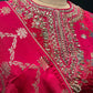 ( DELIVERY IN 20-25 DAYS ) HOT PINK COLOUR DOLA SILK SAREE WITH READYMADE BLOUSE EMBELLISHED WITH GOTA PATTI WORK