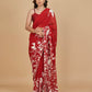 RED PURE GEORGETTE PARSI EMBROIDERED SAREE
