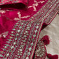 ( DELIVERY IN 20-25 DAYS ) HOT PINK COLOUR DOLA SILK SAREE WITH READYMADE BLOUSE EMBELLISHED WITH GOTA PATTI WORK