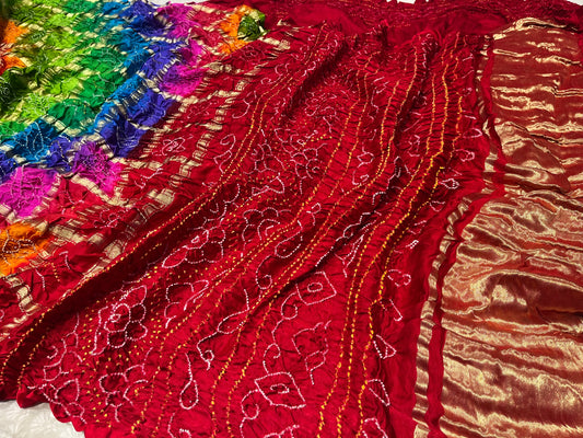 MULTI COLOUR GHARCHOLA GAJJI SILK BANDHEJ SAREE