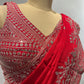 RED COLOUR CHINON READYMADE BLOUSE EMBROIDERED SAREE EMBELLISHED WITH ZARI & SEQUINS WORK ( INCLUDE UNSTITCHED BLOUSE )