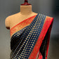 TEAL BLUE COLOUR GEORGETTE KHADDI SAREE WITH CONTRAST BORDER & PALLA EMBELLISHED WITH ZARI WEAVES