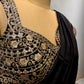 BLACK  COLOUR CHINON READYMADE BLOUSE EMBROIDERED SAREE EMBELLISHED WITH ZARI & SEQUINS WORK ( INCLUDE UNSTITCHED BLOUSE )