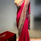 MAGENTA & PURPLE COLOURS GEORGETTE KHADDI EMBROIDERED SAREE EMBELLISHED WITH CUTDANA WORK