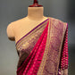 MAGENTA & PURPLE COLOURS GEORGETTE KHADDI EMBROIDERED SAREE EMBELLISHED WITH CUTDANA WORK