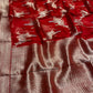 RED COLOUR ORGANZA SILK SAREE EMBELLISHED WITH ZARI WEAVES - Kothari Sons