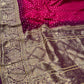 MAGENTA & PURPLE COLOURS GEORGETTE KHADDI EMBROIDERED SAREE EMBELLISHED WITH CUTDANA WORK