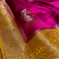 MAGENTA COLOUR SATIN SILK SAREE EMBELLISHED WITH ZARI WEAVES & CONTRAST BLOUSE - Kothari Sons
