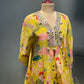 LEMON YELLOW COLOUR CREPE SILK PRINTED CO-ORD SET EMBELLISHED WITH MIRROR WORK