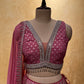 ONION PINK COLOUR CHINON LEHENGA WITH CROP TOP BLOUSE EMBELLISHED EITH PEARL, MIRROR & ZARDOZI WORK