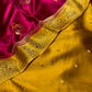 MAGENTA COLOUR SATIN SILK SAREE EMBELLISHED WITH ZARI WEAVES & CONTRAST BLOUSE - Kothari Sons
