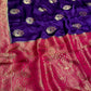 PURPLE COLOUR SATIN SILK SAREE EMBELLISHED WITH ZARI WEAVES & CONTRAST BLOUSE - Kothari Sons