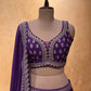 ( DELIVERY IN 15-20 DAYS ) PURPLE COLOUR CHINON LEHENGA WITH CROP TOP BLOUSE EMBELLISHED WITH CUTDANA, SEQUINS & ZARI WORK