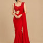 RED COLOUR CHINON READYMADE SAREE WITH SEQUINS & BEADS EMBROIDERED BLOUSE