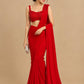 RED COLOUR CHINON READYMADE SAREE WITH SEQUINS & BEADS EMBROIDERED BLOUSE