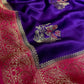 PURPLE COLOUR SATIN SILK SAREE EMBELLISHED WITH ZARI WEAVES & CONTRAST BLOUSE - Kothari Sons