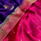PURPLE COLOUR SATIN SILK SAREE EMBELLISHED WITH ZARI WEAVES & CONTRAST BLOUSE - Kothari Sons
