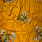 YELLOW COLOUR PURE CHIFFON HAND EMBROIDERED SAREE EMBELLISHED WITH SEQUINS KARDHANA & ZARI WORK