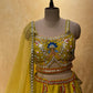 GREEN COLOUR SILK LEHENGA WITH CROP TOP BLOUSE & ORGANZA DUPATTA EMBELLISHED WITH PEARL, SEQUINS & RESHAM WORK