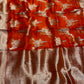 ORANGE COLOUR ORGANZA SILK SAREE EMBELLISHED WITH ZARI WEAVES - Kothari Sons