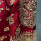 MAROON COLOUR RAW SILK BRIDAL HAND EMBROIDERED LEGENGA WITH READYMADE BLOUSE & NET DUPATTA EMBELLISHED WITH AARI, ZARDOZI & SEQUINS WORK