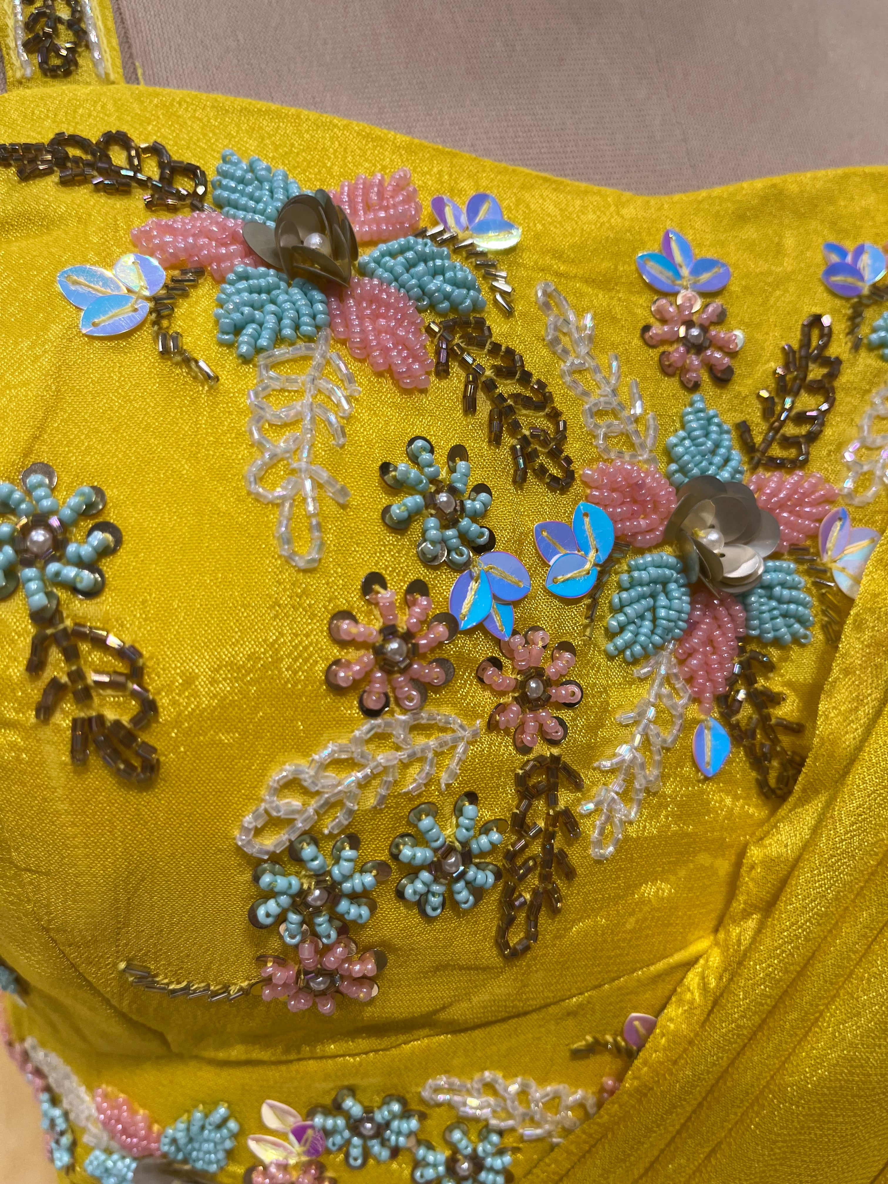 Yellow Pink Ruffles Saree With Belt, Indowestern Saree, Indian Wedding  Mehendi Sangeet Haldi Bridesmaids Saree, Readymade Saree for Women - Etsy  Norway