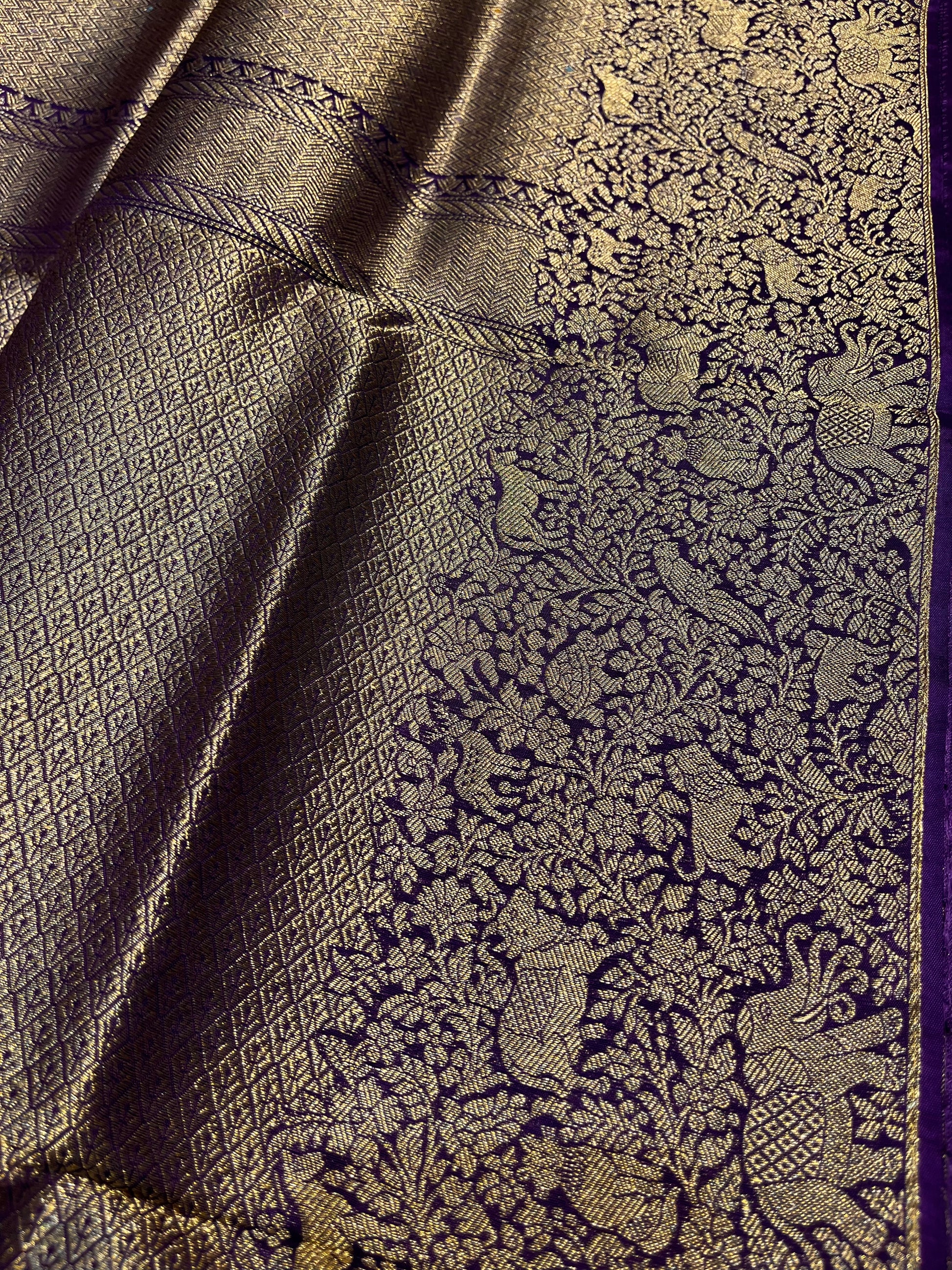 PURPLE COLOUR PLANT BASED SILK BROCADE SAREE EMBELLISHED WITH ZARI WEAVES - Kothari Sons