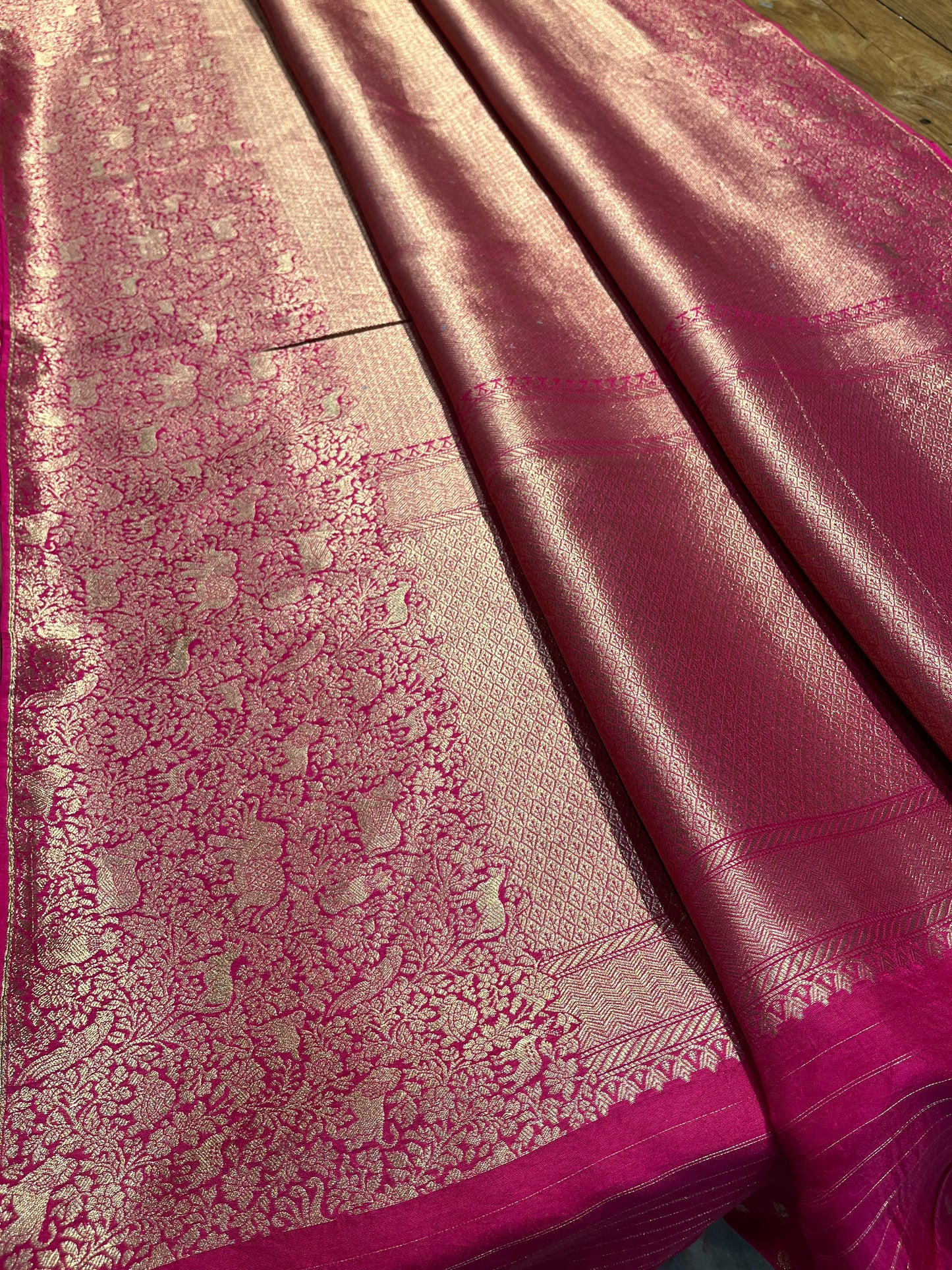 PINK COLOUR PLANT BASED SILK BROCADE SAREE EMBELLISHED WITH ZARI WEAVES - Kothari Sons