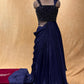 BLUE COLOUR CHINON INDOWESTERN DRESS EMBELLISHED WITH BEADS WORK