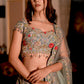 SEA GREEN COLOUR NET HAND EMBROIDERED NET LEHENGA EMBELLISHED WITH SEQUINS, ZARI & MIRROR WORK